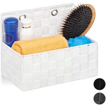 Cesta Colgante Organizadora Relaxdays para Baño, Pasillo y Dormitorio, 20x25x15 cm, Blanca