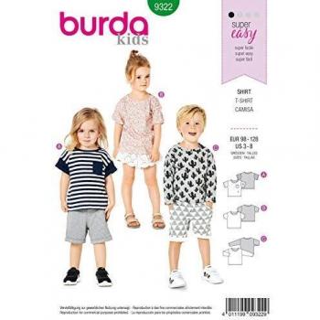 Burda 9322 - Patrón de costura para confeccionar camiseta unisex