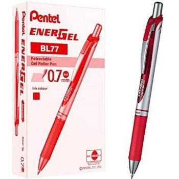 Pentel EnerGel Deluxe RTX Retráctil Bolígrafo de Tinta Gel 0.7mm Rojo