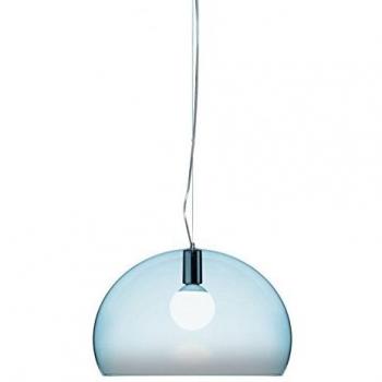 Lámpara de suspensión Kartell FL/Y Pequeña, Ø38cm, Color Azul Cielo Transparente, Clase Energética A++