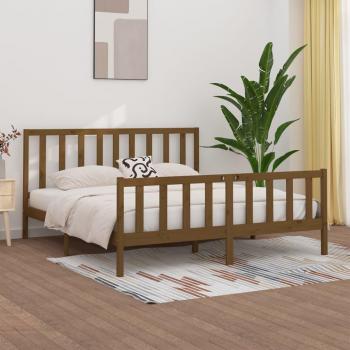 Estructura de cama de madera maciza marrón miel 200x200 cm