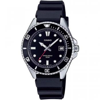 Casio Collection MDV-10-1A1VEF Reloj Analógico para Hombre con Correa de Resina Negra, Esfera Negra, Resistencia al Agua hasta 5 Bar