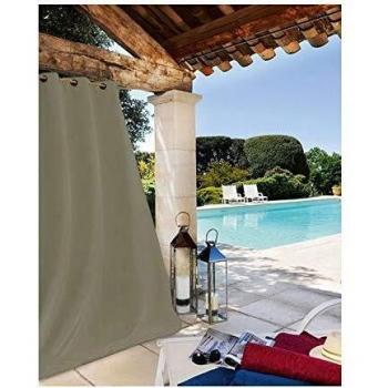 Cortina Exterior Impermeable Taupe Claro 135x240cm - 100% Poliéster - Ojetes Antioxidantes
