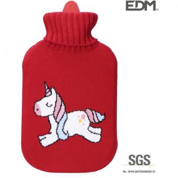 Bolsa de Agua Caliente Forrada Roja Unicornio 2 Litros Modelo EDM 8425998767780 Ref. 76778