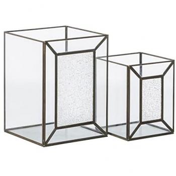 Portavelas Cristal Dorado Metal 22 x 22 x 29 cm (2 Unidades) - Decoración Elegante