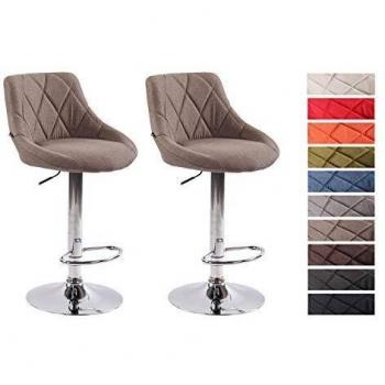 Set de 2 Taburetes Lazio Tapizados en Tela Gris Topo con Base de Metal, Regulables y Giratorios