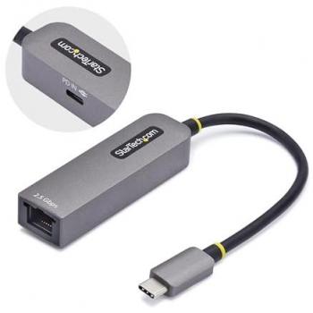 StarTech 2.5GbE USB-C to Ethernet Adapter with Power Delivery - RJ45 Network Adapter, Gray