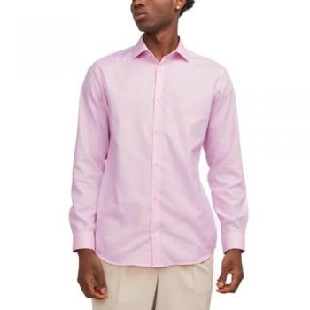 Jack & Jones Slim Fit Long Sleeve Pink Nectar Shirt with Italian Collar for Men