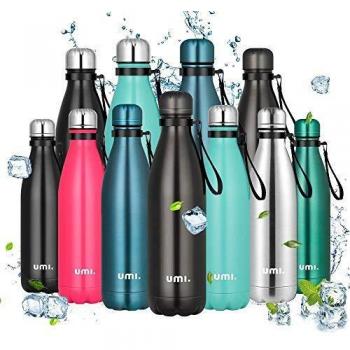 Umi. by Amazon - Botella Agua Acero Inoxidable, Termo 500ml, Sin BPA, Islamiento de Vacío de Doble Pared, Botellas Frío/Caliente, Reutilizable para Niños, Colegio, Sport, Bicicleta