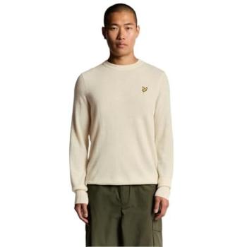 Suéter de cuello redondo Lyle & Scott mezcla de lana virgen color blanco beige tamaño S