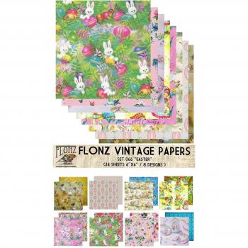 Paper Pack (24sh 6x6) Easter Bunny FLONZ Vintage Paper for Scrapbooking and Craft