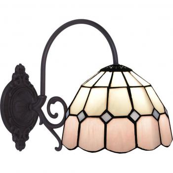Aplique de Pared Viro Pink Rosa Latón 60 W 20 x 26 x 33 cm con Diseño Tiffany y Luz, Aplique de Pared de 1 luz serie Pink