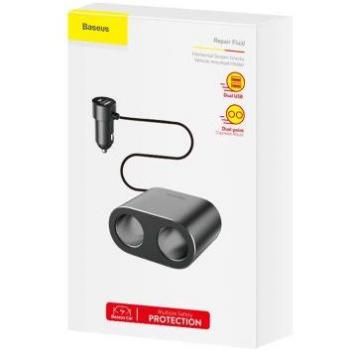 Cargador de coche Baseus con 2 tomas de mechero y 2 puertos USB - Negro