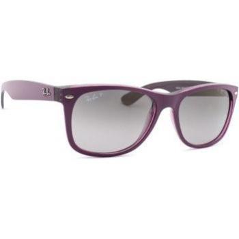 Ray-Ban New Wayfarer RB2132 Polarized Sunglasses, Purple, Unisex, Size: 58 MM