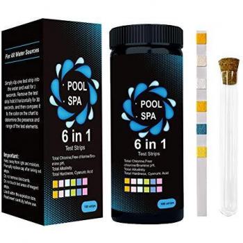 XIAPIA Medidor PH y Cloro Piscinas Agua 6 en 1 Tiras de Papel de Prueba PH/Cloro/Dureza Agua Alcalinidad 100 Piezas Test Acuario para Agua Potable,Acuarios,Piscinas,Industriales,Termales