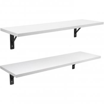 HOMFA Estantes para Pared Juego de 2 Estanterías Estantes para libros Blanco 65x20x13cm Carga de15KG