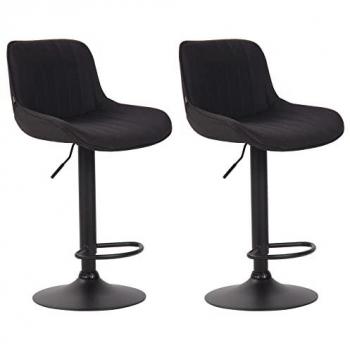 Set de 2 Taburetes de Bar Regulables en Tela Negra CLP Lentini