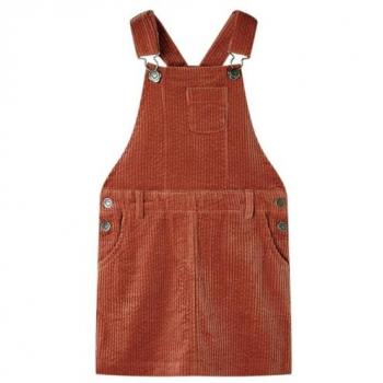 Vestido Infantil Pichi con Tirantes Ajustables, Bolsillos, Pana Color Coñac 92
