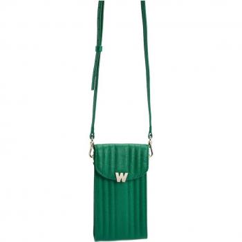 Wolf Mimi Green Leather Phone Case with Wristlet
