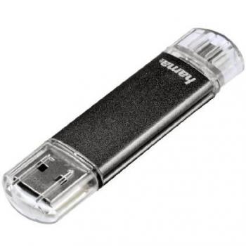 Hama Laeta Twin USB 2.0, 16 GB, Micro USB, velocidad de escritura y lectura 10 MB/s, color gris