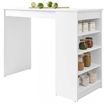 Mesa de Bar Comfivo 259, Aglomerado Laminado Blanco, 115 x 50 x 102 cm