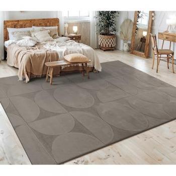 Alfombra Rectangular de Pelo Corto Boho Chic Geométrica 200x280 cm, Color Gris