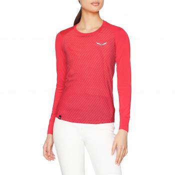 SALEWA Pedroc Print Dry L/S Camiseta, Mujer, Rosa Rosso, 46