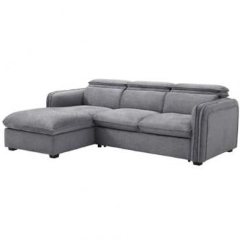 Sofá cama rinconero izquierdo convertible de tela gris ORELANA
