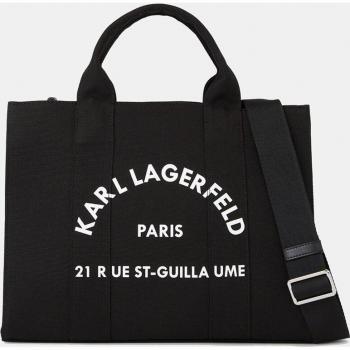 Karl Lagerfeld Black Medium Tote Bag with Front Logo Detail