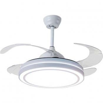 Ventilador de Techo Quebec Bel Air 72W con Luz, 4 Aspas Retráctiles, Mando a Distancia, Color Blanco, Diámetro Ø108 cm