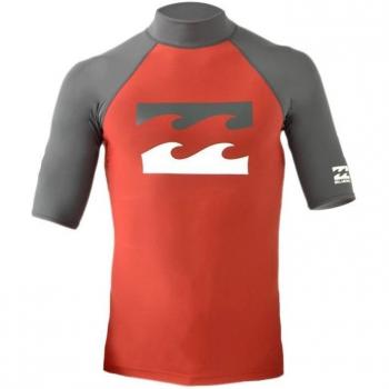 2017 Billabong Junior Team Wave Short Sleeve Rash Vest True Red C4KY10 Sizes- - 12 Years