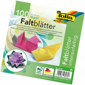 Papel de Origami 70g/m², 10x10 cm, 100 hojas surtidas en 10 colores