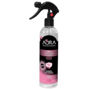 AURA Ambientador Spray Pulverizador Absorbe Malos Olores 250ml - Para Casa, Cocina, Baño, Coche - Apto para Textiles - No Contiene Gas - Variedad de Aromas: Aroma a Limp