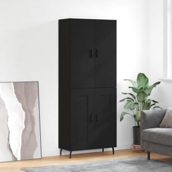 Aparador alto de madera contrachapada negro 69,5x34x180 cm