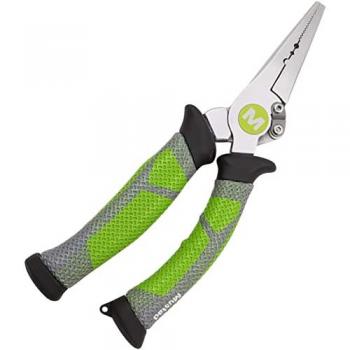 Alicates de pesca Mustad Hero de 7 pulgadas, con resorte, mango ergonómico, agarre texturizado, con funda, color verde