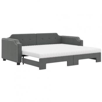 Sofá cama nido con colchón tela gris oscuro 80x200 cm