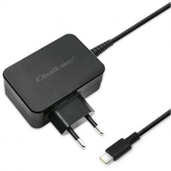 Cargador Qoltec 51024 USB Tipo C de Pared Universal 65W, 5-20V, 3-3.25A, con cable de 1.2 m, color negro