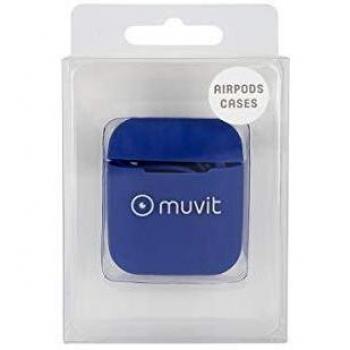 Muvit Funda Apple airPods Silicona + Colgante Cuello Azul
