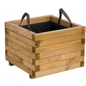 Jardinera de madera cuadrada estilo barroco forestal 50 x 50 x 38 cm
