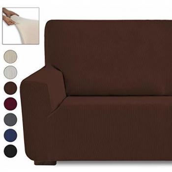 Eiffel Textile Milan Fundas para Sofa Elastica Adaptable Lisa, 94% poliéster 6% Elastano, Gris, Set 3+2 Plazas