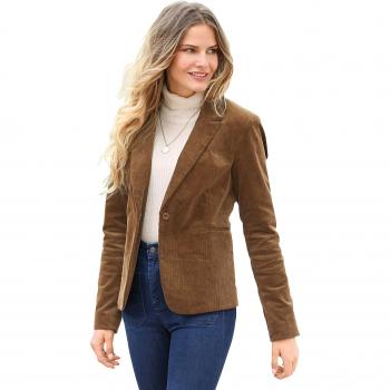 VENCA Americana Cuello Solapa y Cierre de botón Mujer by Vencastyle - 141104,CÁMEL,42