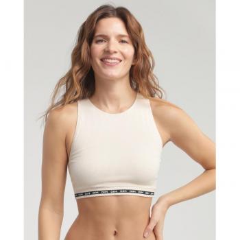 Crop Top Deportivo Sin Costuras DIM Icons para Mujer - Color Crema