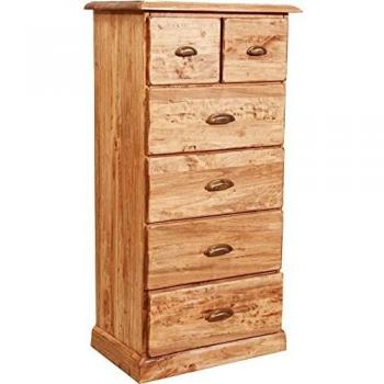 Cajonera Country de Madera Maciza de Tilo con Acabado Natural 63x41x120 cm