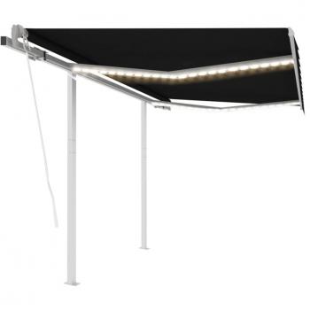 Toldo automático Día y Noche LED sensor de viento gris antracita 3,5x2,5 m