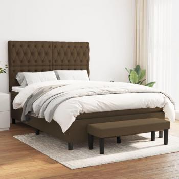 Cama box spring suave con colchón marrón oscuro 140x190 cm Tela Vidaxl