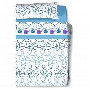 CARLA RUBINI Nudos Juego de Sábanas, Microfibra, Azul y Morado, Cama DE 150 Cm