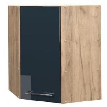 Armario colgante de esquina Fame-Line, 57 cm, Azul oscuro brillo alto