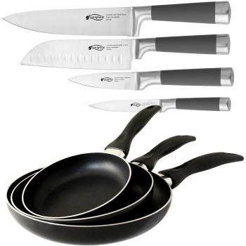 San Ignacio Juego de Sartenes y Utensilios de Cocina, Acero Inoxidable, Negro, 24 cm