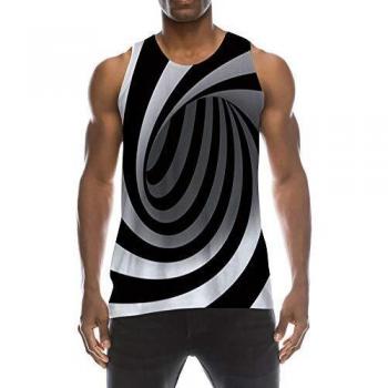 TUONROAD Camisetas de Tirantes para Hombres Raya Blanco Divertida 3D Impreso Chaleco Tops Casual Multicolor Ligero Camisetas sin Mangas Deportivas Secado Rápido para Running Fitness Ejercicio - M