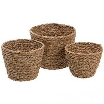 Juego de Cestos Natural 17 x 17 x 20 cm Fibra natural (3 Piezas)